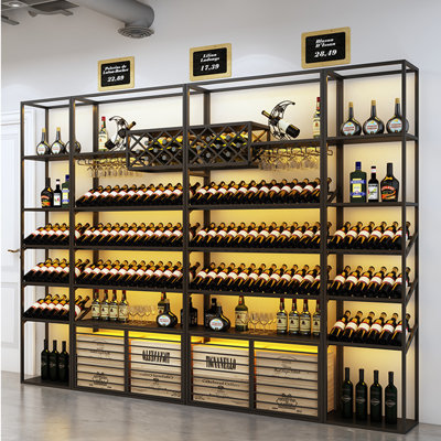 Iron wine rack against the wall