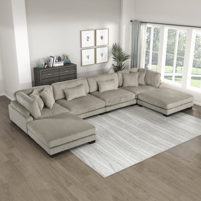 Lintz 180”W Modern Corduroy Track Arm Modular Sectional Sofa by Ivy Bronx