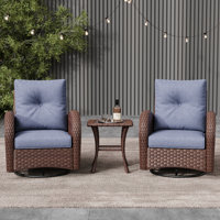 Layinsun 3 Pieces Outdoor Patio Furniture Set, Rattan Wicker Sectional Swivel Rocker Chairs Sets by LayinSun