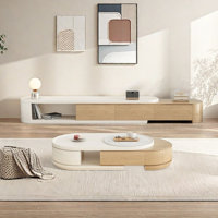 Adjustable Wooden TV Stand and Coffee Table Set by LIZIYE