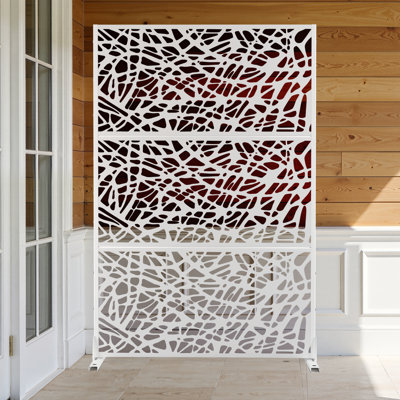 70" H x 45" W Metal Privacy Screen with Stand – Freestanding Outdoor Privacy Panel for Deck, Patio, Balcony by MINGYUEDA