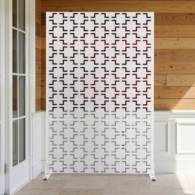 70" H x 45" W Metal Privacy Screen with Stand – Freestanding Outdoor Privacy Panel for Deck, Patio, Balcony by MINGYUEDA