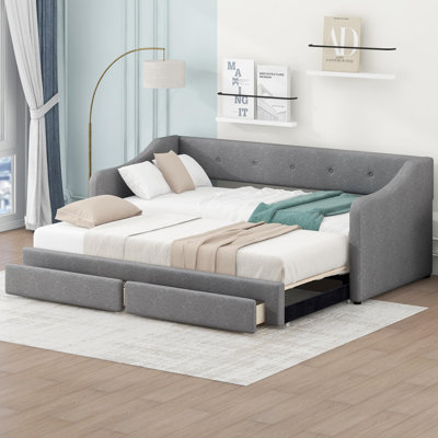 Soft padded sofa bed with 2 drawers