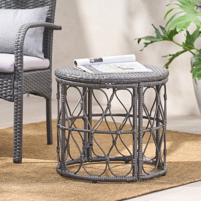 Abagaile Outdoor Wicker Side Table by Bay Isle Home