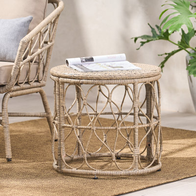 Abagaile Outdoor Wicker Side Table by Bay Isle Home