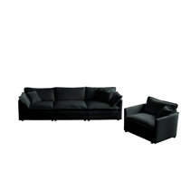 Jeffers Chenille Fabric Upholstered Sofa Chat Set