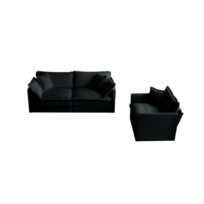 Jeffers Chenille Fabric Upholstered Sofa Chat Set by Ebern Designs