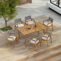Manthey 7-Piece Wood & Rope Dining Set