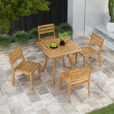 Sapkal Outdoor 5-Piece Acacia Wood Dining Set