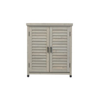 Potting Bench with Storage Cabinet and Metal Table Top for Outdoor Patio, Garden Furniture Wood Workstation 31x17x36
