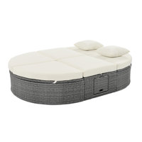Gurnsey Patio 2-Person Rattan Daybed Sofa with Adjustable Backrests by Ebern Designs