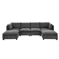 Andres 4-Seater Chenille Sectional Sofa with 2 Ottomans by NFusion