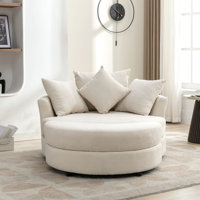 Saugus Indoor 360° Swivel Chenille Chaise Lounge with Storage Ottoman by Lark Manor