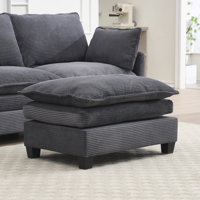 Maximili Modern Corduroy Ottoman with Double Cushion by Ebern Designs