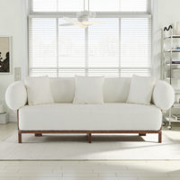 Clintin 82" Boucle Upholstered Rubberwood Sofa With Curved Round Arm by Wade Logan