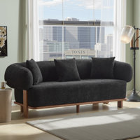 Clintin 82" Boucle Upholstered Rubberwood Sofa With Curved Round Arm by Wade Logan