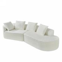 Lunford 116" Modern Curved Compressed Sectional Sofa With Back Pillows by Ebern Designs