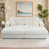 Giddings 86" Indoor Corduroy Loveseat Chaise Lounge with Pillows by Lark Manor