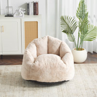 Christlynn Faux-Fur Bean Bag Chair With Armrests by Wade Logan