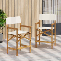 Joseph Patio 25.75” Seat Height Folding Acacia Wood Counter Stools by Laurel Foundry Modern Farmhouse