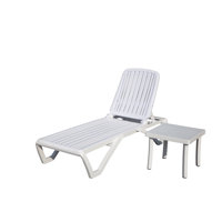 Pasqua Patio Adjustable Chaise Lounge with Table & Wheels by Ebern Designs