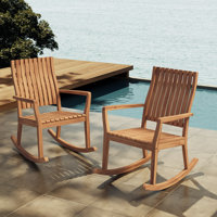 Dengler Outdoor Acacia Wood Rocking Chairs With Slatted Backrests by Latitude Run
