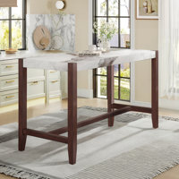 Getchell Faux Marble Counter Dining Table with Rubberwood Legs by Lark Manor