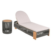 Yenings Patio Adjustable Woven Rope Chaise Lounge With Side Table & Cushions by Ebern Designs
