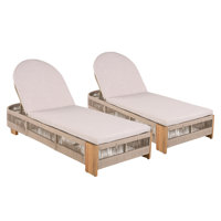 Corianne Patio Woven Rope Chaise Lounge With Adjustable Backrest & Cushions by Bay Isle Home