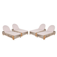 Corianne Patio Woven Rope Chaise Lounge With Adjustable Backrest & Cushions by Bay Isle Home