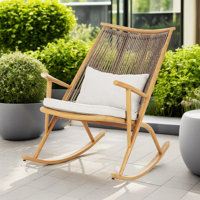 Cianciulli Outdoor PE Rattan Rocking Chair With Iron Frame & Cushions by Wade Logan