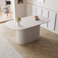 Chiho Dining Table with Thick Top & Vertical Striped Legs by Wade Logan