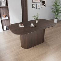 Chiho Dining Table with Thick Top & Vertical Striped Legs by Wade Logan