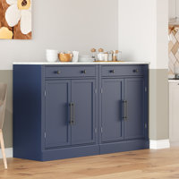 Georges Pantry Cabinet with Faux Marble Top, Drawer & Shelves