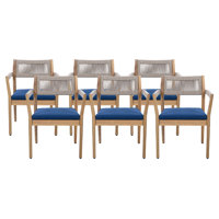 Cieanna Mid-Century Coastal Acacia Wood Outdoor Dining Chair With Rope Back And Cushion by Bay Isle Home