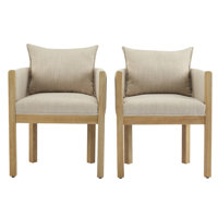 Merlean Linen Upholstered Dining Chairs With Rubberwood Frame by Ebern Designs