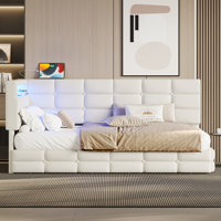 Almetra Upholstered Daybed with Storage Headboard, Drawers & LED Lighting by World Menagerie