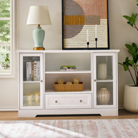 Denault Modern Farmhouse Sideboard with Glass Doors & Drawer by Latitude Run