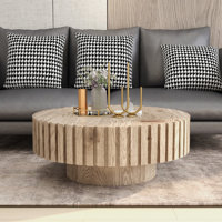 Chunnu Round MDF Coffee Table with Wood Texture by Wade Logan