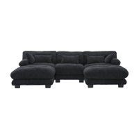 Taylor U-Shaped Velvet Sectional Sofa with 2 Ottomans & Pillows