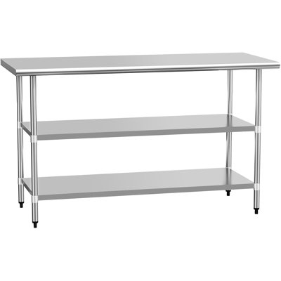 Skara 60" Stainless Steel Bar Cart with Adjustable Shelves & Wheels by Ebern Designs