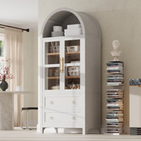 Culpepper 71" Arched Pantry Cabinet with Glass Door, 2 Drawers & Adjustable Shelves by Latitude Run