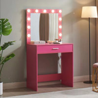 Leeandrew Vanity Desk with Drawers, Cabinet, Stool & Charging Ports by Ebern Designs
