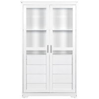 Gorana Kitchen Pantry Cabinet with Glass Doors & 4 Drawers