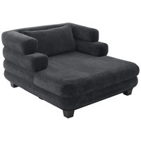 52.4" Deep Oversized Modern Chenille Chaise Lounge With Layered Armrests And Plush Cushioning by Ebern Designs