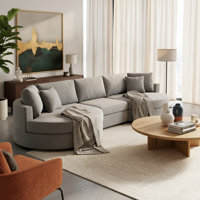 Marlowe 3-Piece Curved Chenille Upholstered Sofa With Plush Cushions, Rounded Arms, And Sculptural Silhouette by Ebern Designs