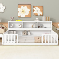 Nook Floor Bed with Bookcase & Guardrails by Harriet Bee