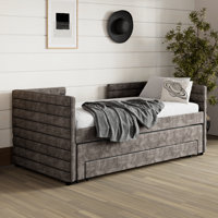 Willowmere Twin Size Upholstered Daybed with Trundle & 3 Storage Drawers by Ebern Designs