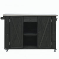 Rustique 4-Tier Rustic Kitchen Island With Durable Wood Construction And Easy Mobility Wheels