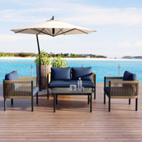 Courtyardia 5-Piece Modular Outdoor Conversation Set With Weather-Resistant PE Wicker And Sturdy Frame by Ebern Designs